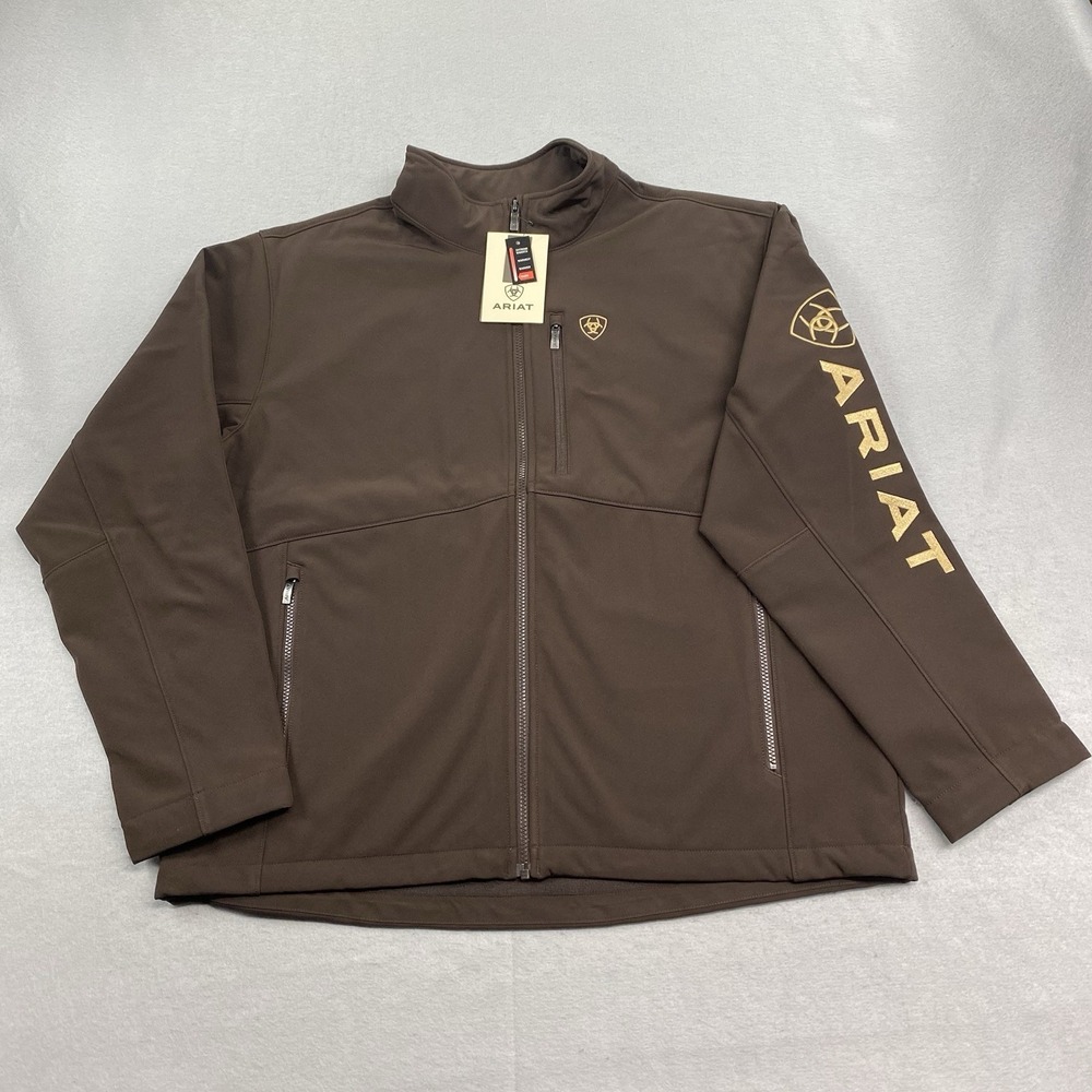 Ariat Logo Softshell Jacket Mens Extra Large Brown Full Zip Conceal Carry
